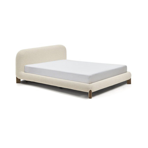 Béžová čalúnená dvojlôžková posteľ bez roštu 160x200 cm Odina – Kave Home