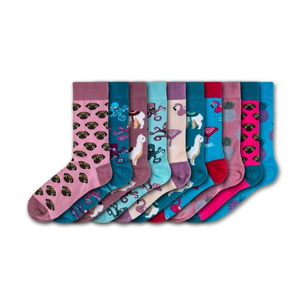 Sada 10 párov farebných ponožiek Funky Steps Funny Mix, veľkosť 35 - 39