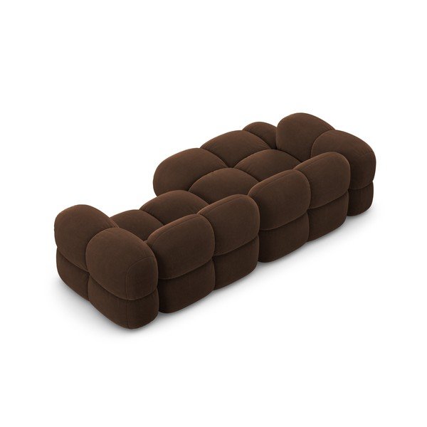 Tmavohnedá zamatová rohová pohovka (ľavý roh/s leňoškou) Loretto – Cosmopolitan Design-image-4