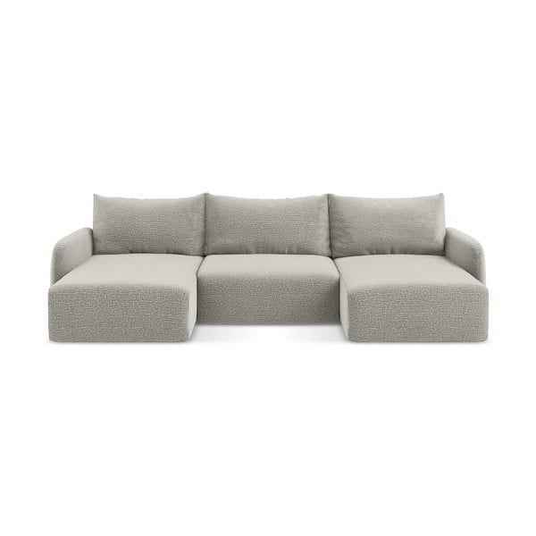 Svetlosivá rozkladacia/s úložným priestorom rohová pohovka Kalena – Makamii