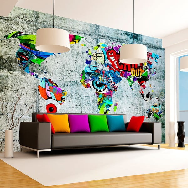 Veľkoformátová tapeta Artgeist Graffiti Map, 400 × 280 cm