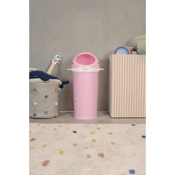 Ružový plastový odpadkový kôš na plienky 25 l Whale – Kindsgut-image-1