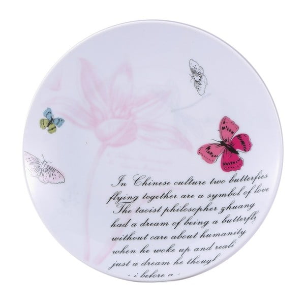 Dezertný porcelánový tanier Bergner Pink Butterfly, 19 cm