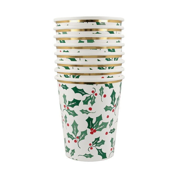 Papierové jednorazové tégliky v súprave 8 ks Holly Pattern – Meri Meri-image-2