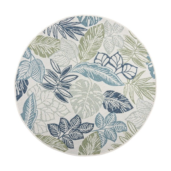 Zeleno-modrý okrúhly vnútorný a vonkajší koberec ø 160 cm Bella Leaf – Flair Rugs