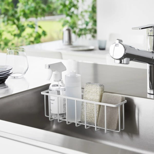 Biely kovový stojan na umývacie prostriedky bez vŕtania Film Hook – YAMAZAKI-image-1