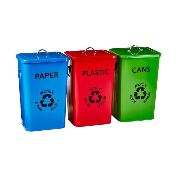 Oceľové odpadkové koše na triedený odpad v súprave 3 ks 26 l – Premier Housewares