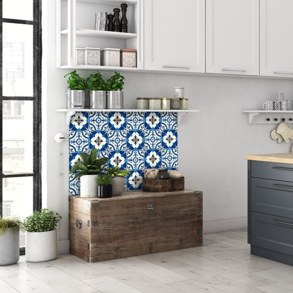Sada 24 nástenných samolepiek Ambiance Wall Stickers Tiles Zina, 10 × 10 cm