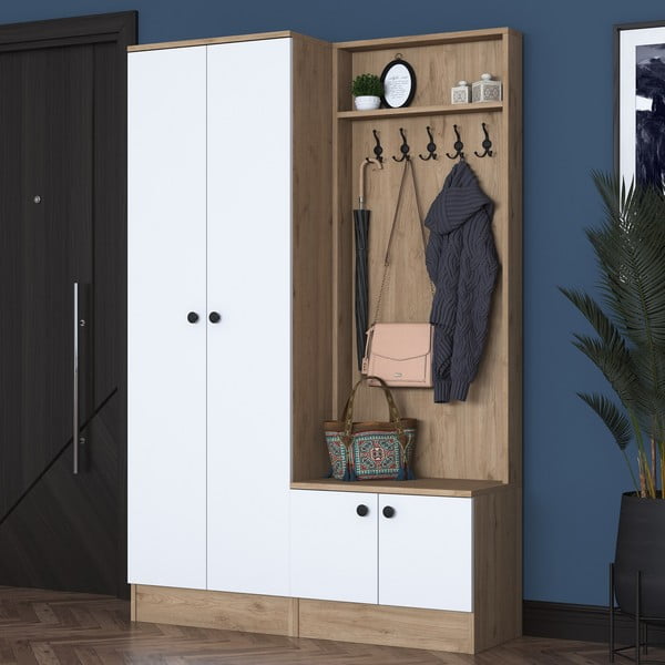 Biela/prírodná predsieňová zostava v dekore orecha Theresa - Kalune Design-image-2