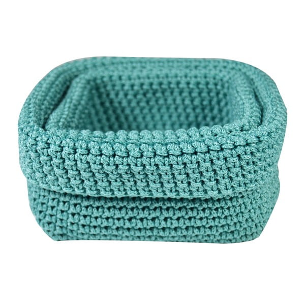 Set 2 košíkov Crochet Aqua
