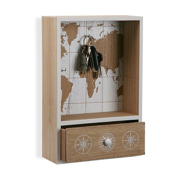 Drevený vešiačik na kľúče so zásuvkou VERSA