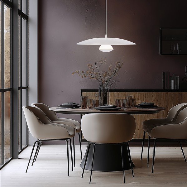 Biele LED závesné svietidlo s kovovým tienidlom Lund – Candellux Lighting-image-2