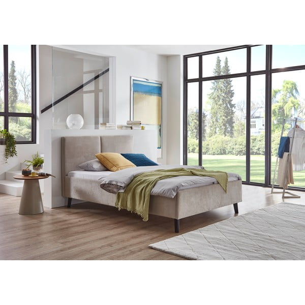 Béžová čalúnená dvojlôžková posteľ s roštom 140x200 cm Piano – Meise Möbel-image-2
