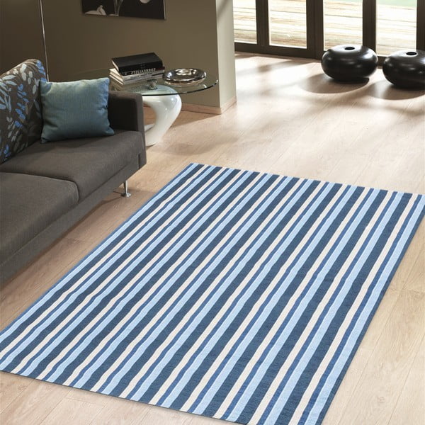 Vysokoodolný kuchynský koberec Webtapetti Stripes Blue, 130 × 190 cm