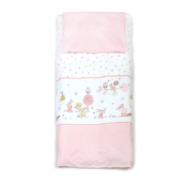 Detské ružové bavlnené obliečky YappyKids Forest Story, 100 × 135 cm