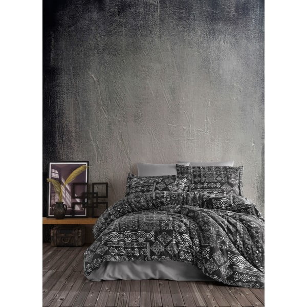 Čierne posteľné obliečky z bavlneného saténu Primacasa by Türkiz Route, 135 x 200 cm