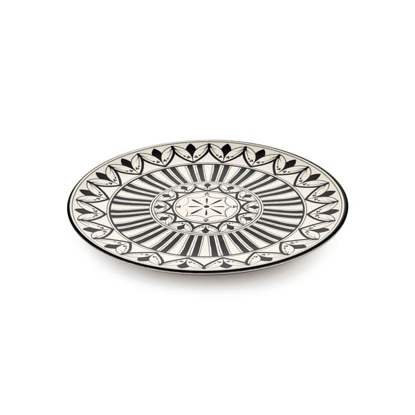 Sada 6 krémových porcelánových tanierov s čiernym ornamentom Mia Maroc Tabak, ⌀ 26 cm-image-1