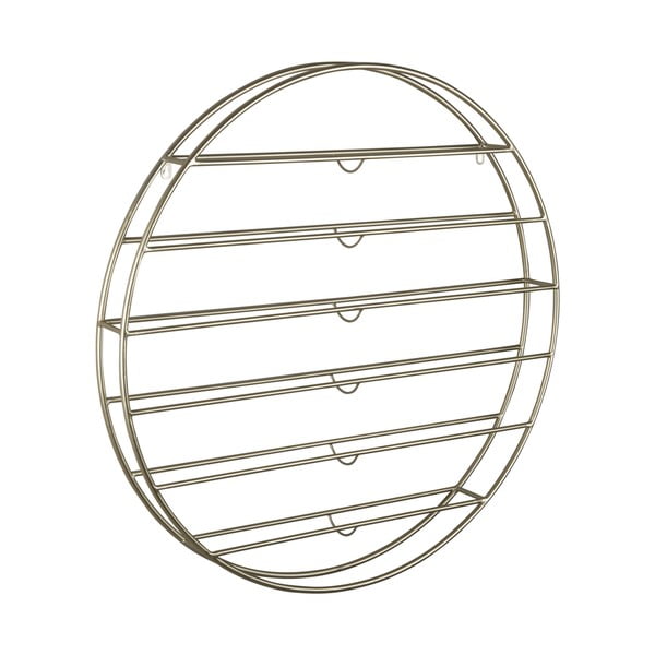 Nástenný kovový regál na víno v zlatej farbe počet fliaš 12 80x80x9 cm Redondo – PT LIVING-image-2