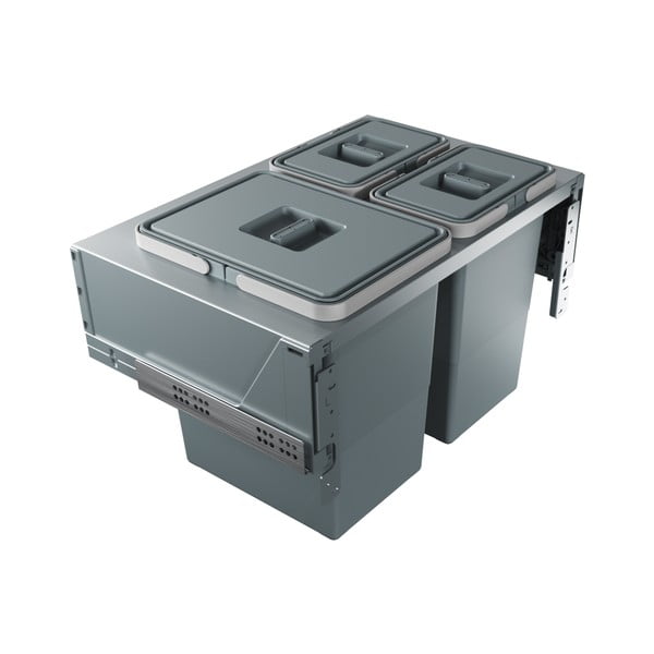 Sivý vstavaný plastový odpadkový kôš na triedený odpad 42 l Block U-Sink 2.0 – Elletipi