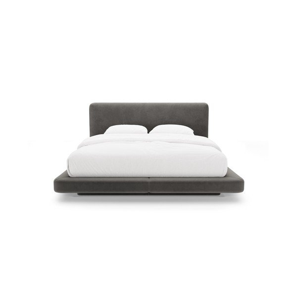 Tmavosivá čalúnená dvojlôžková posteľ 160x200 cm Linea – Micadoni -image-3