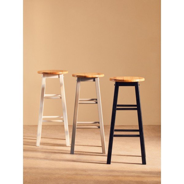 Biela/v prírodnej farbe barová stolička z kaučukového dreva (výška sedadla 74 cm) Chester – Premier Housewares-image-4