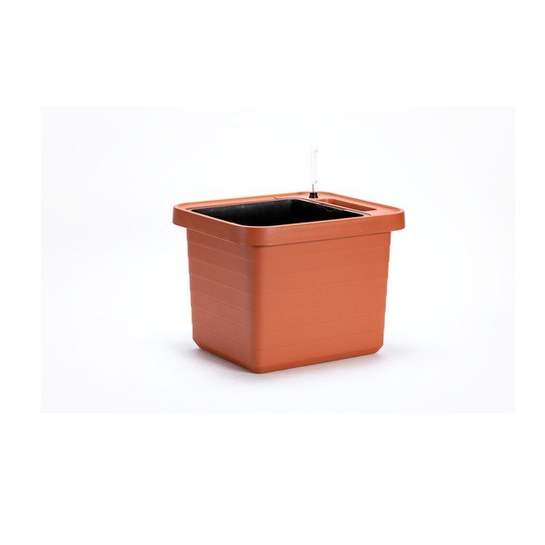 Veľkoobjemový samozavlažovací kvetináč vo farbe terakoty Plastia Berberis UNO, 27 l-image-1