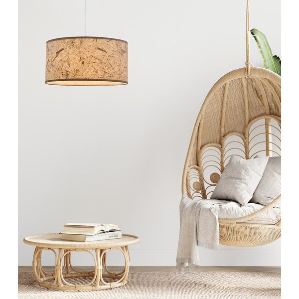 Béžové závesné svietidlo s textilným tienidlom ø 30 cm Papirus – Candellux Lighting-image-1