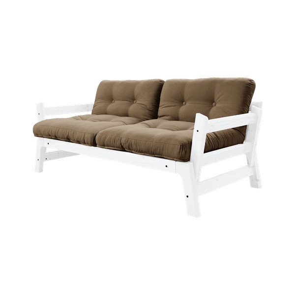 Rozkladacia pohovka s hnedým poťahom Karup Design Step White/Mocca-image-1