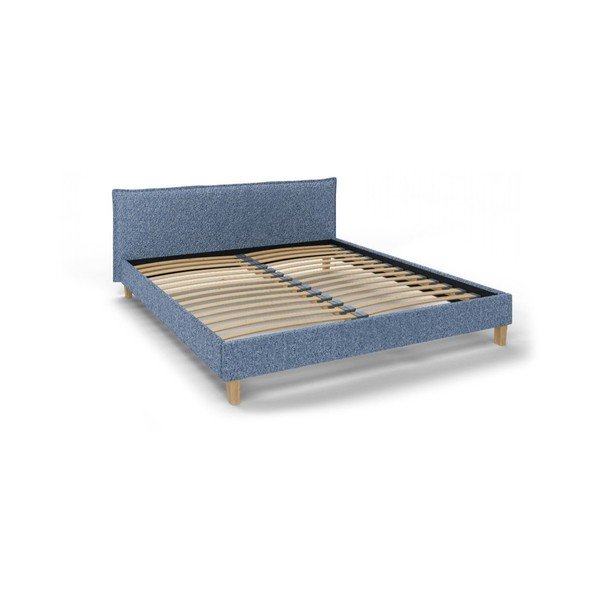 Modrá čalúnená dvojlôžková posteľ s roštom 180x200 cm Tina - Ropez