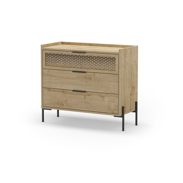 Nízka komoda v dekore duba v prírodnej farbe 90x80 cm Inca – Marckeric-image-2