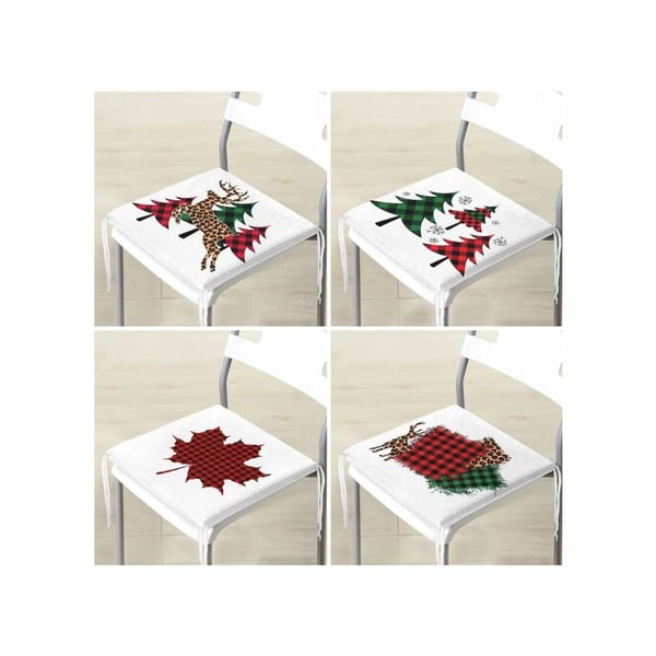 Sedáky v súprave 4 ks s vianočným motívom 40x40 cm Tartan – Mila Home-image-4
