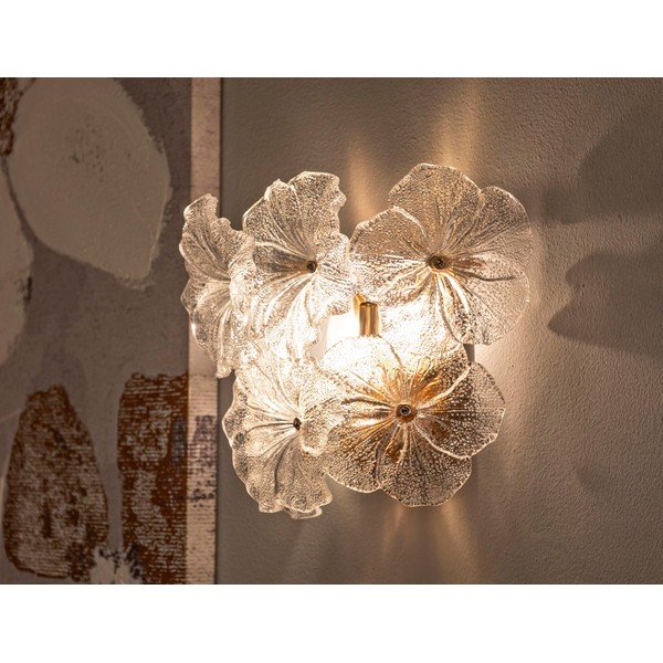 Sklenené nástenné svietidlo v zlatej farbe Ibiscus – Mauro Ferretti-image-1