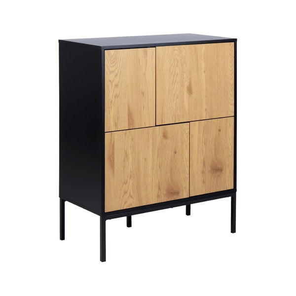 Vysoká komoda v dekore duba v čierno-prírodnej farbe 80x103 cm Seaford – Actona-image-2