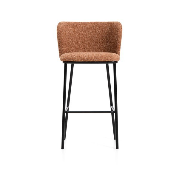 Čalúnená barová stolička v terakotovej farbe (výška sedadla 75 cm) Ciselia – Kave Home-image-3
