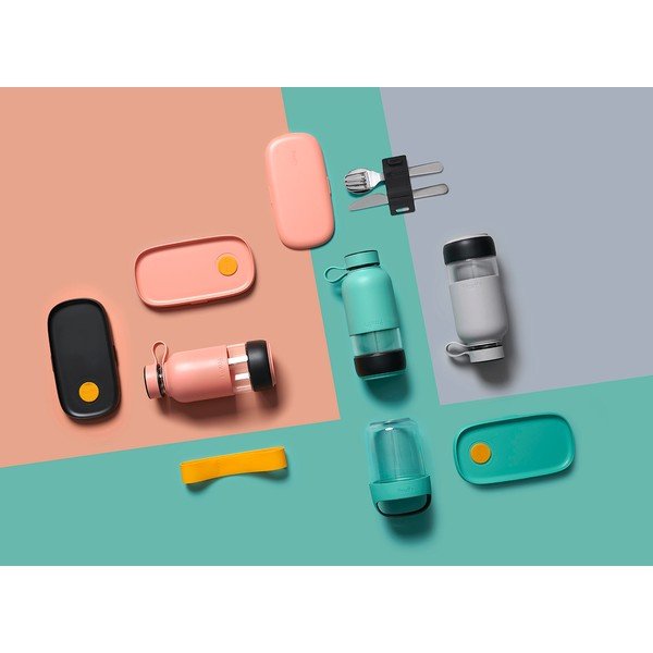 Tyrkysovomodrá cestovná sklenená fľaša 500 ml To Go – Lékué-image-1