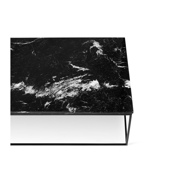 Čierny mramorový konferenčný stolík s čiernymi nohami TemaHome Gleam, 120 x 75 cm-image-3