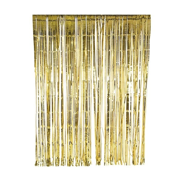 Záves so strapcami zlatej farby Gold Foil, 2,5 m