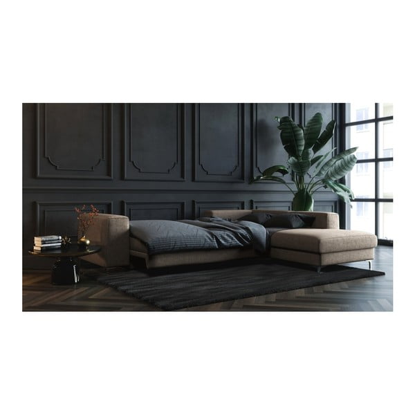 Tmavobéžová rozkladacia rohová pohovka Devichy Rothe, pravý roh-image-4