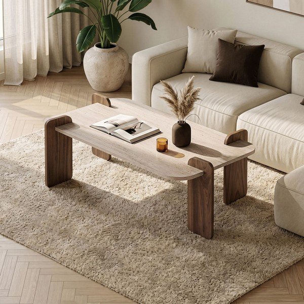 Béžový konferenčný stolík 60x120 cm Renard – Nordure-image-1