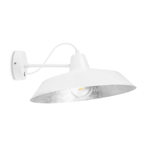 Biele nástenné svietidlo s detailom v striebornej farbe Bulb Attack Cinco Basic, ⌀ 40 cm