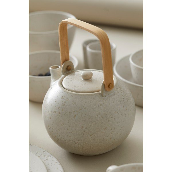 Krémovobiela matná kameninová kanvička na čaj Bitz Basics, 1,2 l-image-1