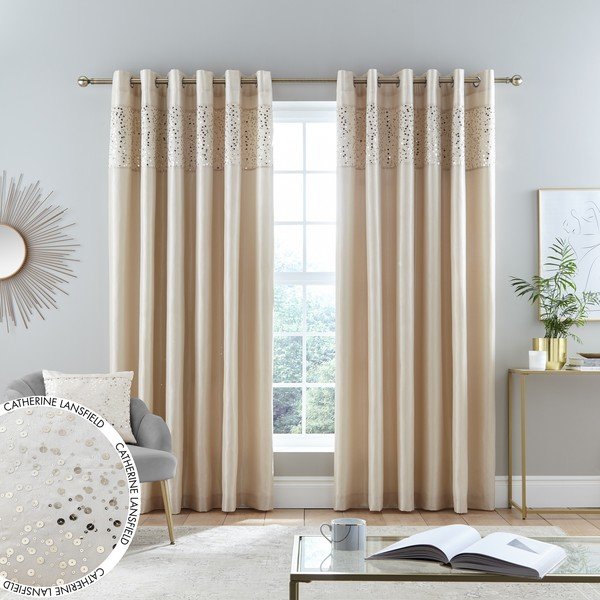 Béžové závesy v súprave 2 ks 168x229 cm Glitzy Sequin – Catherine Lansfield-image-4