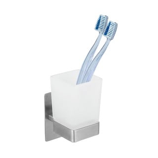Biely samodržiaci sklenený pohárik na zubné kefky Genova - Wenko
