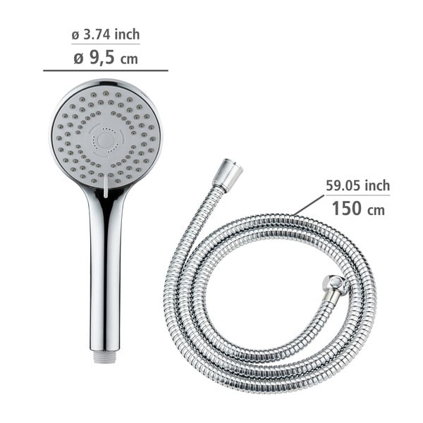 Sprchová hlavica s hadicou v lesklo striebornej farbe Basic Line – Wenko-image-4