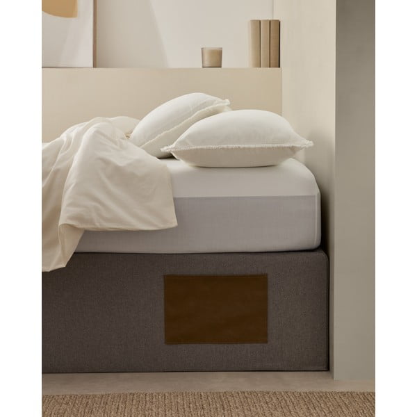 Sivá čalúnená dvojlôžková posteľ s úložným priestorom 180x200 cm Matters – Kave Home-image-2