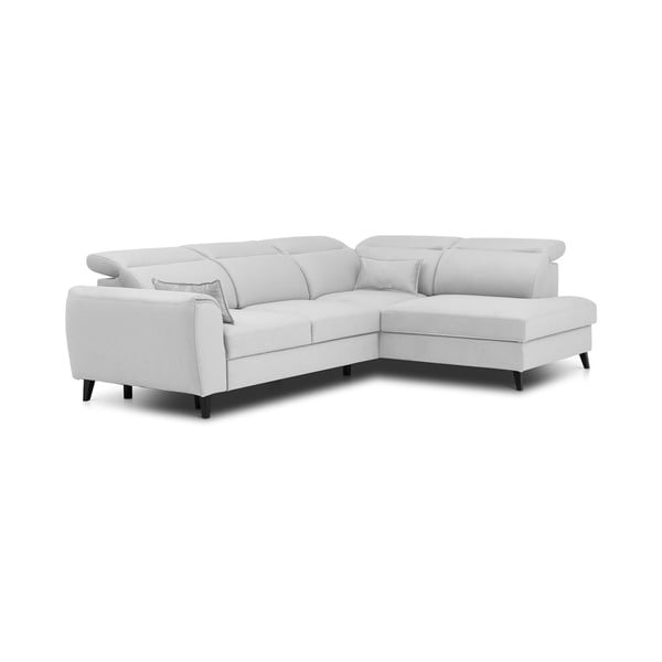 Biela zamatová rozkladacia/s úložným priestorom rohová pohovka (pravý roh/do L) Noble – ELTAP-image-2