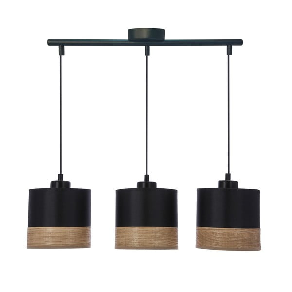 Čierne závesné svietidlo s textilným tienidlom ø 15 cm Porto – Candellux Lighting