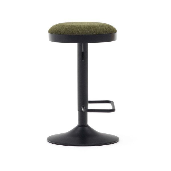 Tmavozelené čalúnené barové stoličky v súprave s nastaviteľnou výškou 2 ks (výška sedadla 53,5 cm) Zaib – Kave Home-image-3