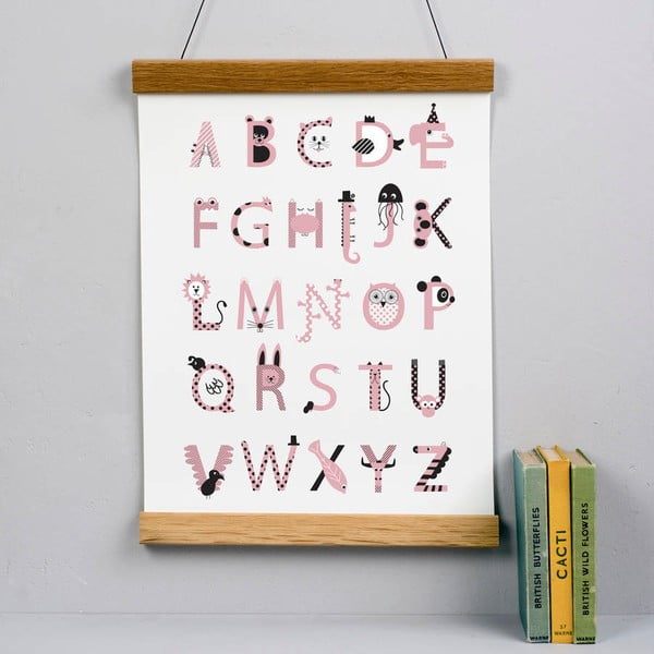 Plagát Alphabet Pink, 30x40 cm