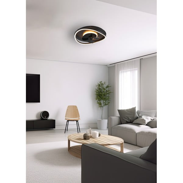 Matne čierne LED stropné svietidlo Sortland – Trio-image-1